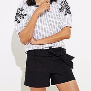 NWT LOFT Tie Waist Riviera Shorts Navy Belted 4